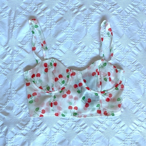 PRETTY LITTLE THING CHERRY CROP TOP - Picture 2 of 4